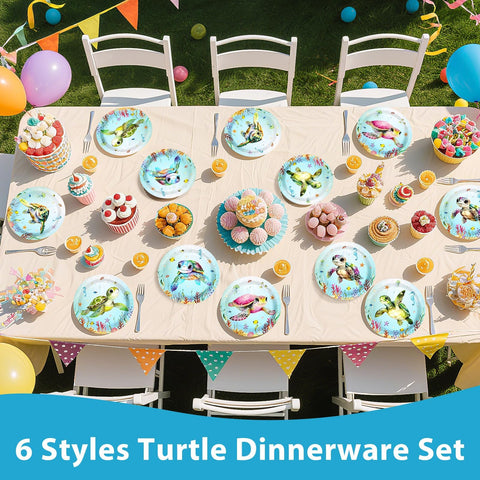 60 Pcs 9-inch Sea Turtle Party Plates - Grencian