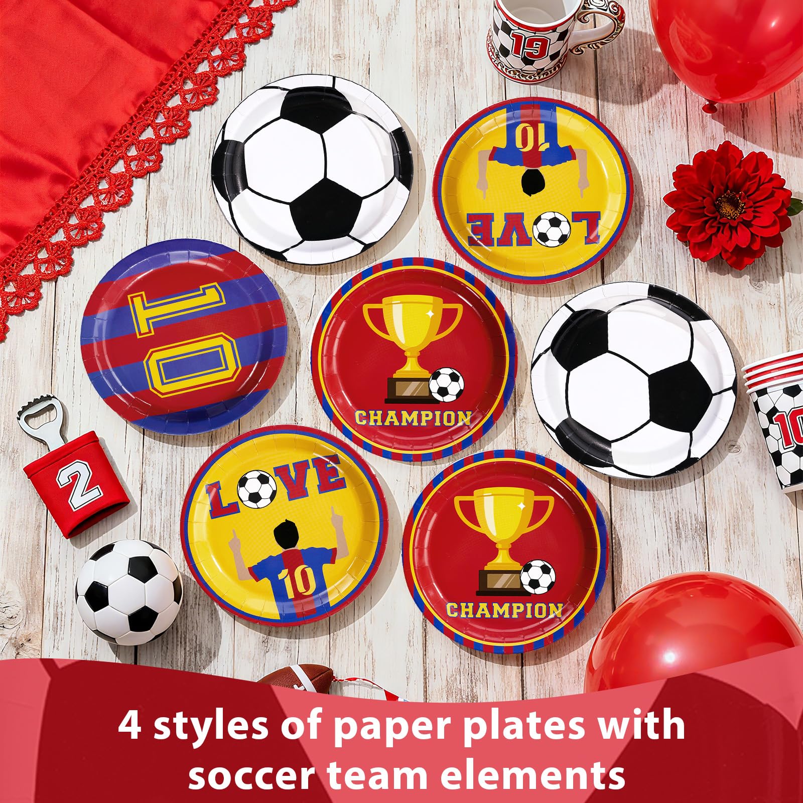 60 Pcs 9-inch Soccer Team Party Plates - Grencian
