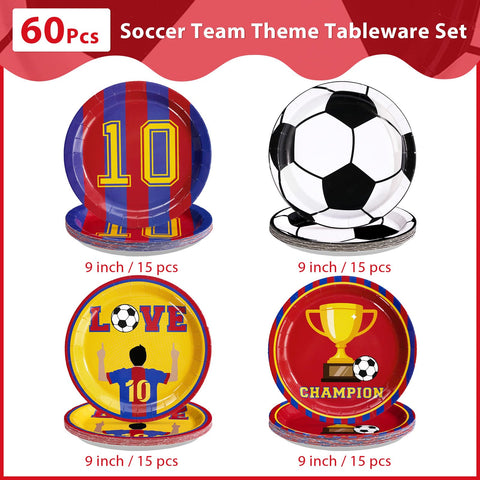 60 Pcs 9-inch Soccer Team Party Plates - Grencian