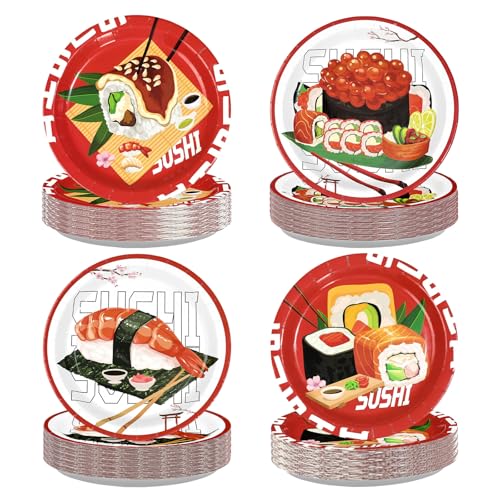 60 Pcs 9-inch Sushi Party Plates - Grencian