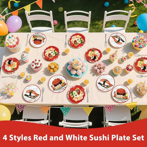 60 Pcs 9-inch Sushi Party Plates - Grencian