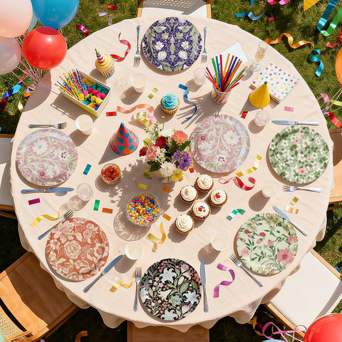 60 Pcs 9-inch Vintage Wildfloral Party Plates - Grencian