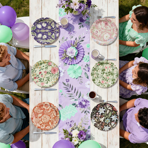 60 Pcs 9-inch Vintage Wildfloral Party Plates - Grencian