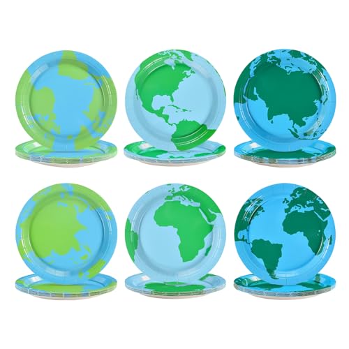 60 Pcs Blue Green Earth Day Party Plates - Grencian