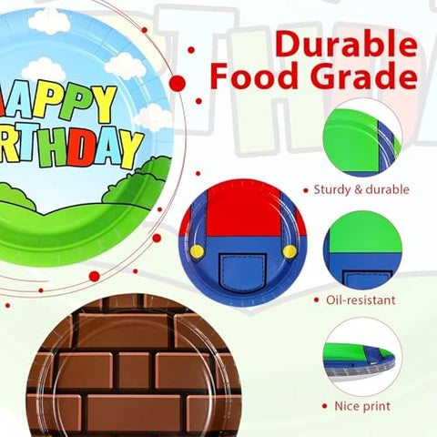 60 Pcs Brother Birthday Party Plates - Grencian