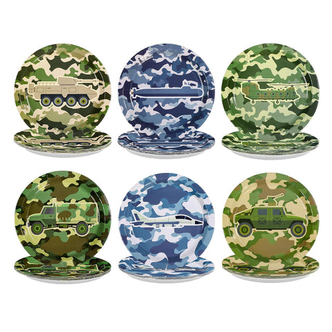 60 Pcs Camo Army Party Plates - Grencian