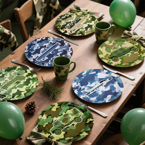 60 Pcs Camo Army Party Plates - Grencian