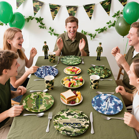 60 Pcs Camo Army Party Plates - Grencian