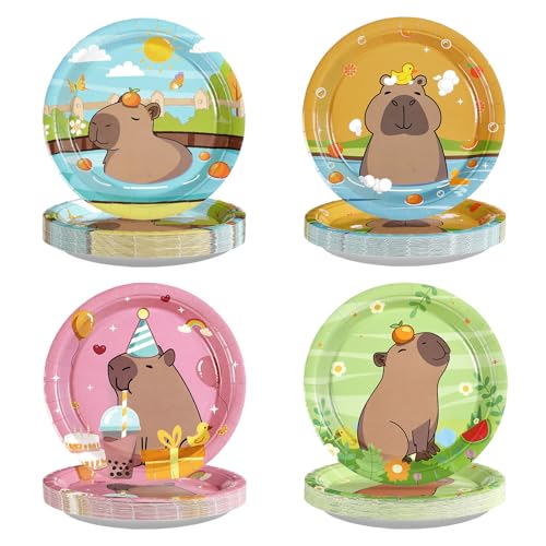 60 Pcs Capibara Party Plates - Grencian
