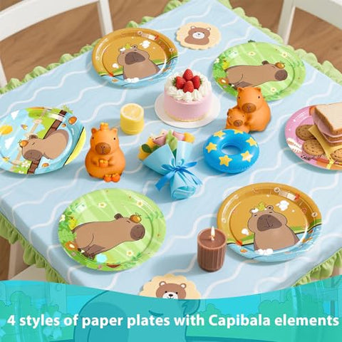 60 Pcs Capibara Party Plates - Grencian