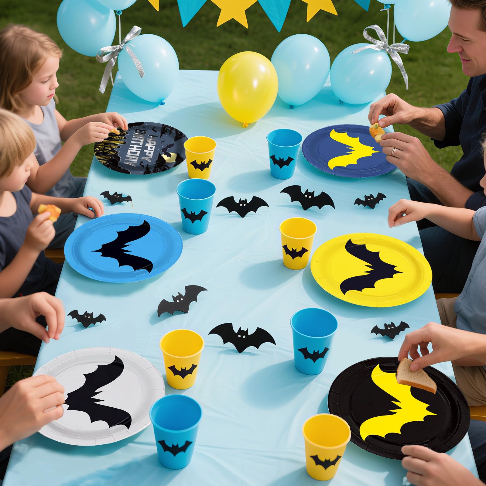 60 Pcs Cartoon Bat Birthday Party Plates - Grencian