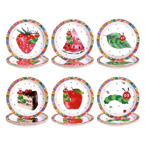 60 Pcs Cartoon Caterpillar Party Plates - Grencian