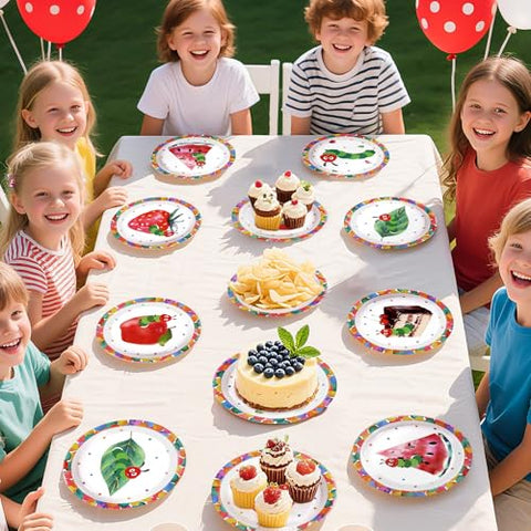 60 Pcs Cartoon Caterpillar Party Plates - Grencian