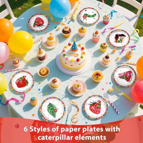 60 Pcs Cartoon Caterpillar Party Plates - Grencian
