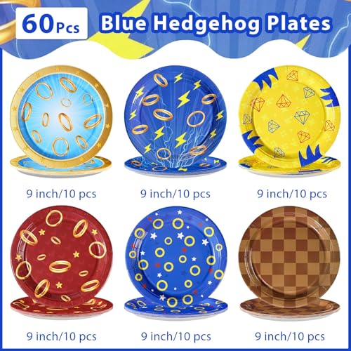 60 Pcs Cartoon Gold Ring Party Plates - Grencian
