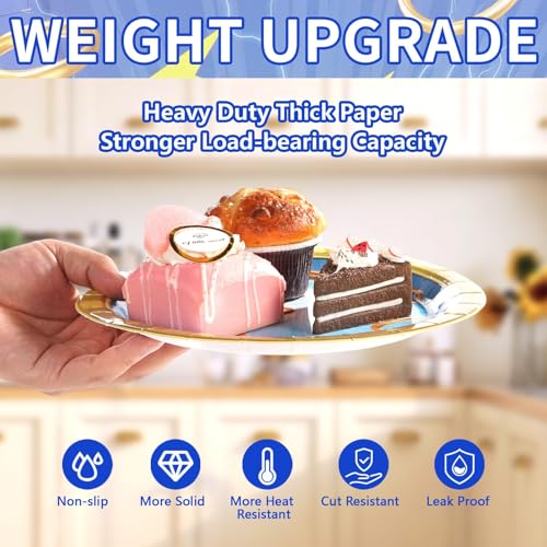 60 Pcs Cartoon Gold Ring Party Plates - Grencian