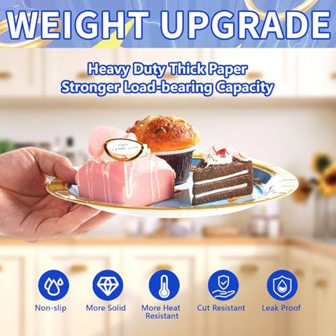 60 Pcs Cartoon Gold Ring Party Plates - Grencian