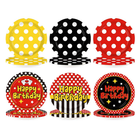 60 Pcs Cartoon Mouse Birthday Party Plates - Grencian