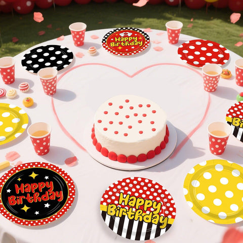 60 Pcs Cartoon Mouse Birthday Party Plates - Grencian