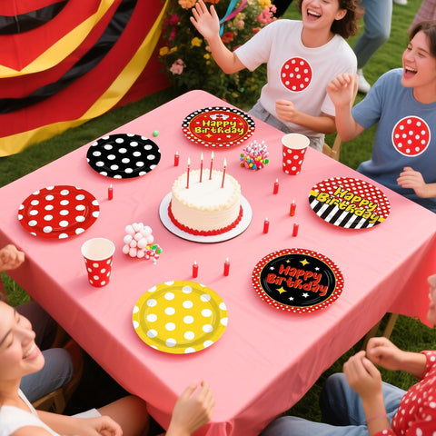 60 Pcs Cartoon Mouse Birthday Party Plates - Grencian