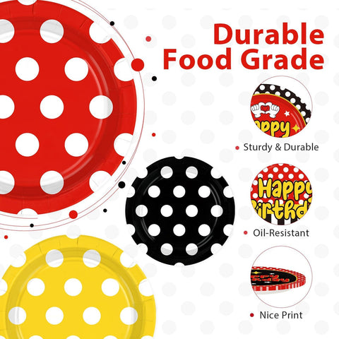 60 Pcs Cartoon Mouse Birthday Party Plates - Grencian