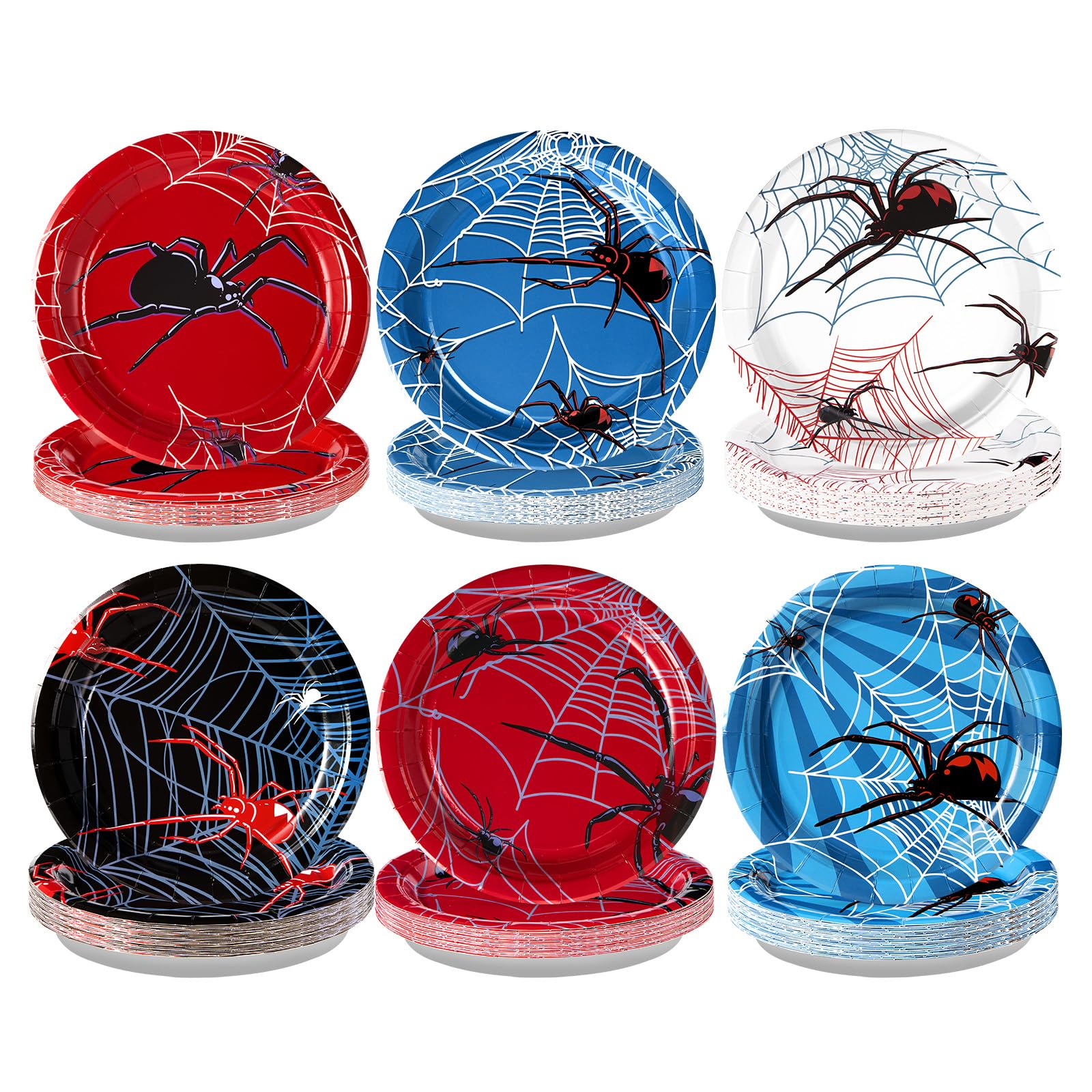 60 Pcs Cartoon Spider Party Plates | Grencian