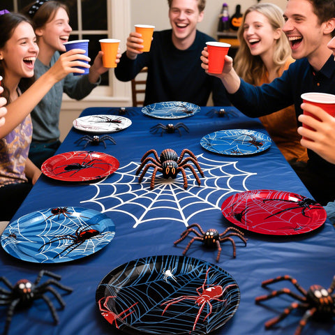 60 Pcs Cartoon Spider Party Plates - Grencian