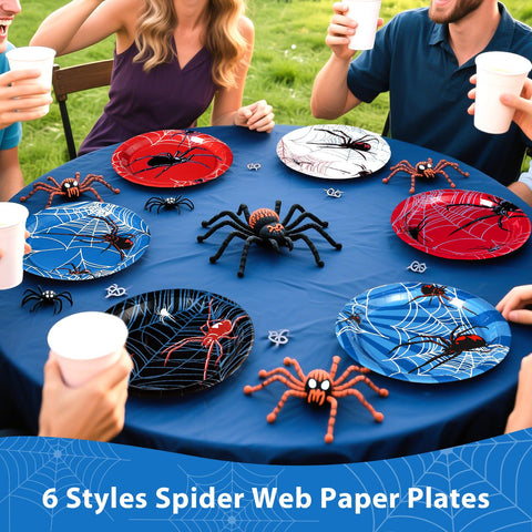 60 Pcs Cartoon Spider Party Plates - Grencian