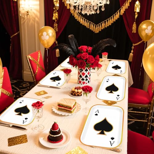 60 Pcs Casino Cards Square Paper Plates - Grencian