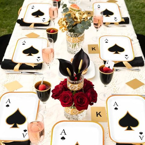 60 Pcs Casino Cards Square Paper Plates - Grencian