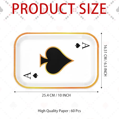 60 Pcs Casino Cards Square Paper Plates - Grencian