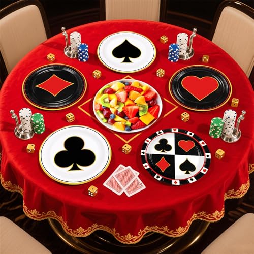 60 Pcs Casino Party Plates - Grencian