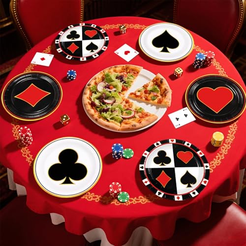 60 Pcs Casino Party Plates - Grencian
