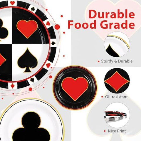 60 Pcs Casino Party Plates - Grencian