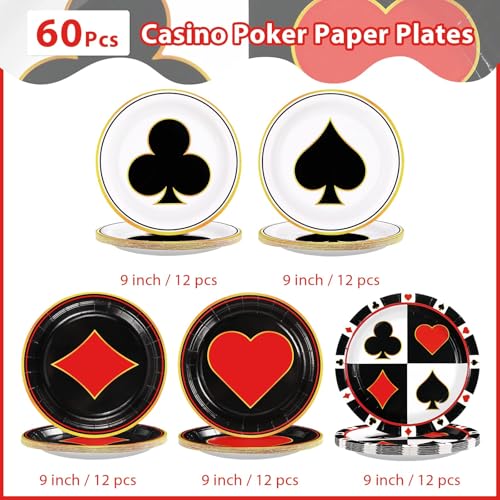 60 Pcs Casino Party Plates - Grencian