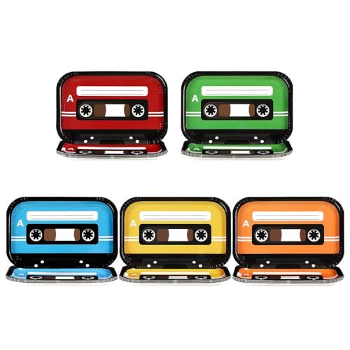 60 Pcs Cassette Tape Square Paper Plates