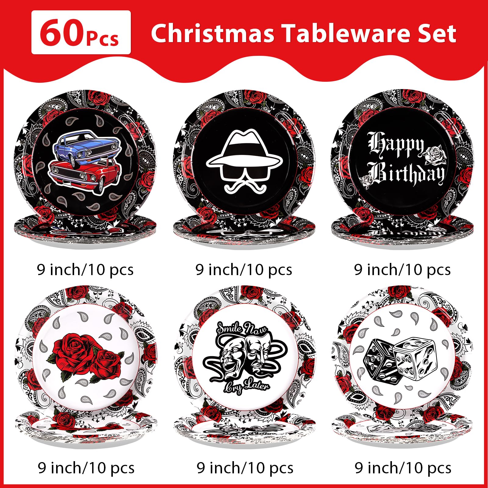 60 Pcs Cholo Birthday Party Plates - Grencian