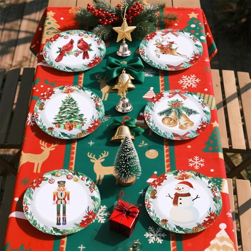 60 Pcs Christmas Cardinal Bird Party Plates - Grencian