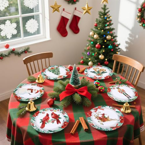 60 Pcs Christmas Cardinal Bird Party Plates - Grencian