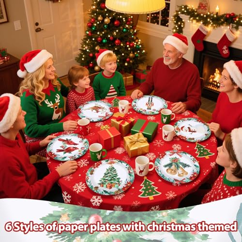 60 Pcs Christmas Cardinal Bird Party Plates - Grencian