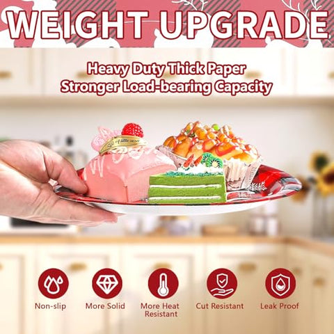 60 Pcs Christmas Gingham Party Plates - Grencian