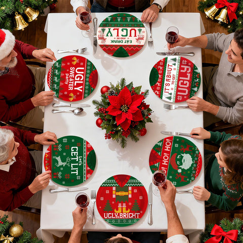 60 Pcs Christmas Ugly Sweater Party Plates - Grencian