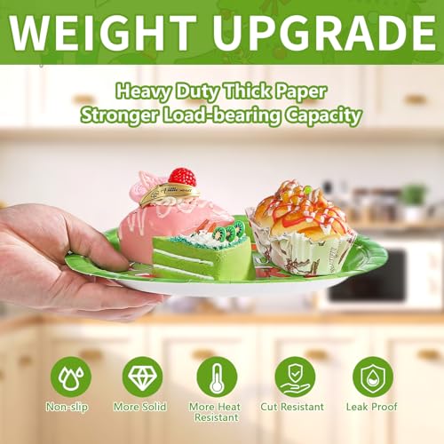 60 Pcs Christmas White Green Party Plates - Grencian