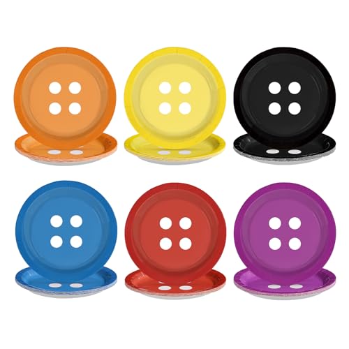 60 Pcs Colorful Button Party Plates - Grencian