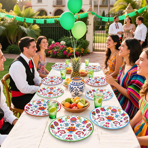 60 Pcs Colorful Mexican Party Plates - Grencian