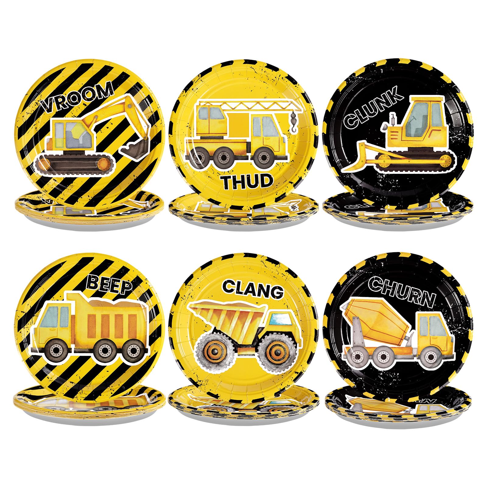 60 Pcs Construction Party Plates - Grencian