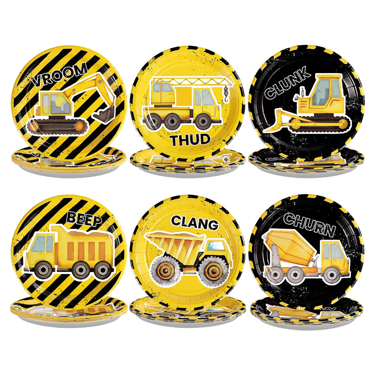 60 Pcs Construction Party Plates - Grencian