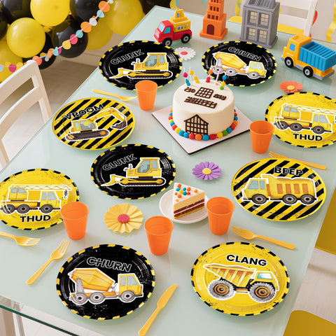 60 Pcs Construction Party Plates - Grencian