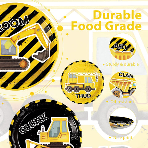60 Pcs Construction Party Plates - Grencian