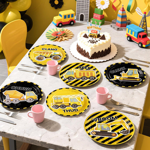 60 Pcs Construction Party Plates - Grencian